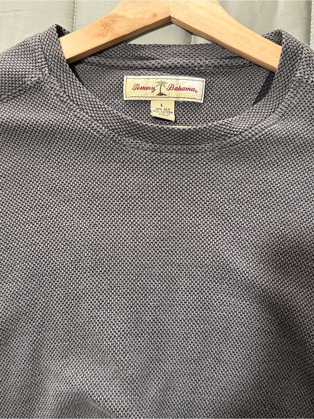 Vintage Tommy Bahama Silk Cotton Men's Short Sleeve Knit Tee Gray Size Large